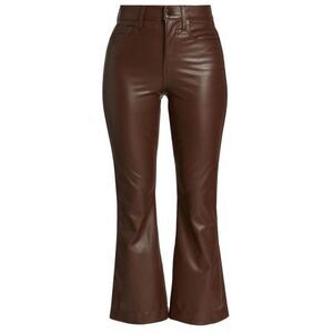 Veronica Beard Faux Leather Brown Flare Pants